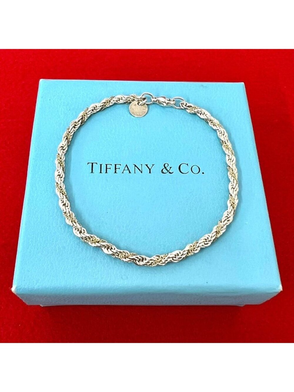 Tiffany & Co Vintage Twisted Rope Bracelet Silver Yellow Gold